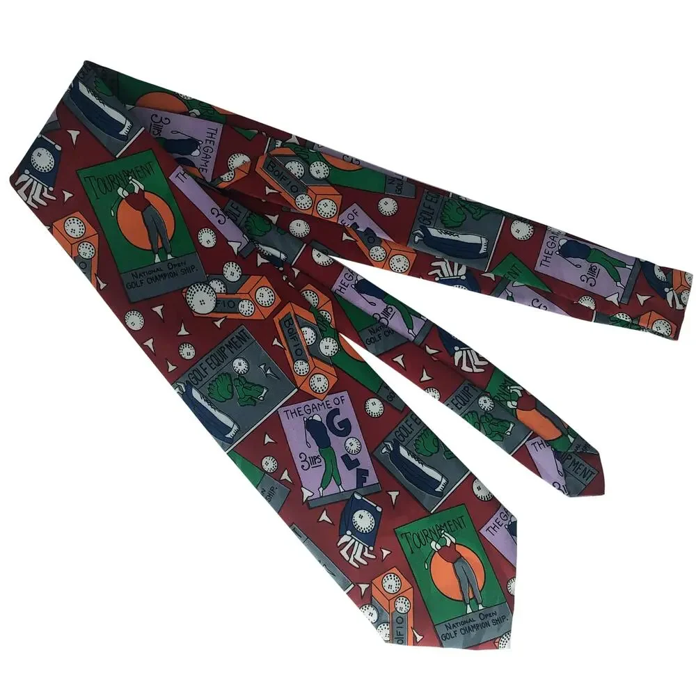 Red Cartoonish Golf Tie